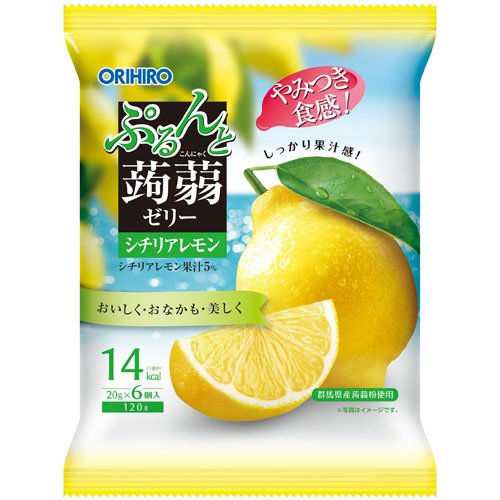 ORIHIRO Purunto Konnyaku Jelly — порционное желе из конняку cо вкусом лимона, 6 шт