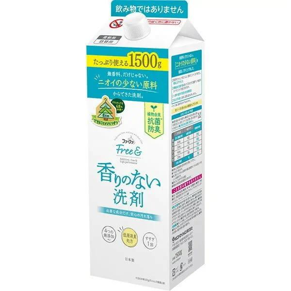 Антибактериальный гель для стирки NS FAFA Fine Free от неприятных запахов (без аромата) 1,5 кг (картонная упаковка с крышкой)