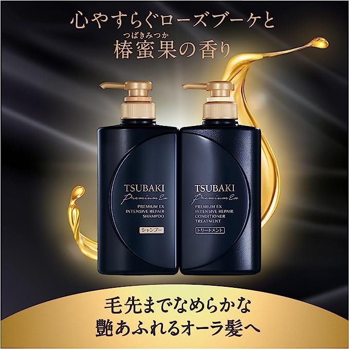 Премиум Шампунь+Кондиционер Интенсивно восстанавливающий для всех типов волос, SHISEIDO Tsubaki Premium EX, 490 мл+490 гр+