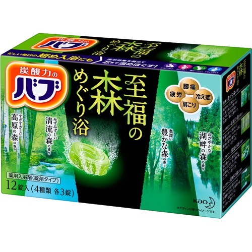 Соль для ванн в таблетках Kao Bub, 40гр*12шт (Зеленый лес)