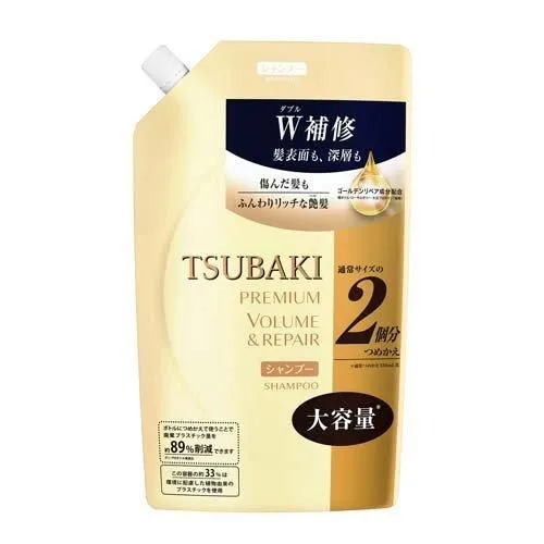 Восстанавливающий шампунь для волос TSUBAKI PREMIUM REPAIR, 490 мл (мягкая упаковка с крышкой)