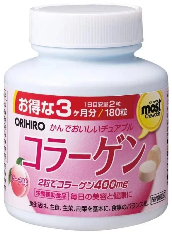 Коллаген со вкусом персика ORIHIRO MOST 180 жевательных таблеток на 90 дней