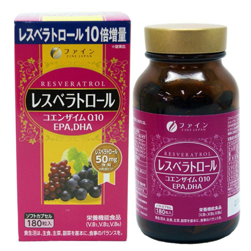 Ресвератрол EPA DHA Коэнзим Q10 и витамины FINE JAPAN 180 капсул на 30 дней