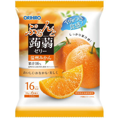 ORIHIRO Purunto Konnyaku Jelly — порционное желе из конняку со вкусом апельсина, 6 шт