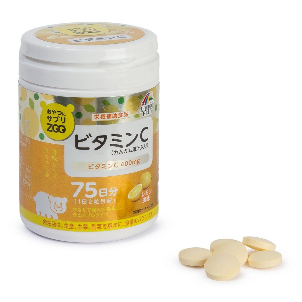 Витамин С 400 мг, для иммунитета UNIMAT RIKEM ZOO, 150 жевательных таблеток, со вкусом лимона