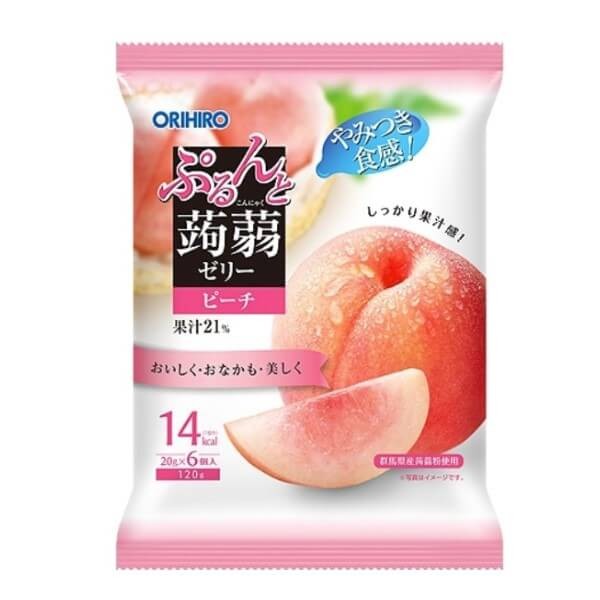 ORIHIRO Purunto Konnyaku Jelly — порционное желе из конняку cо вкусом белого персика, 6 шт